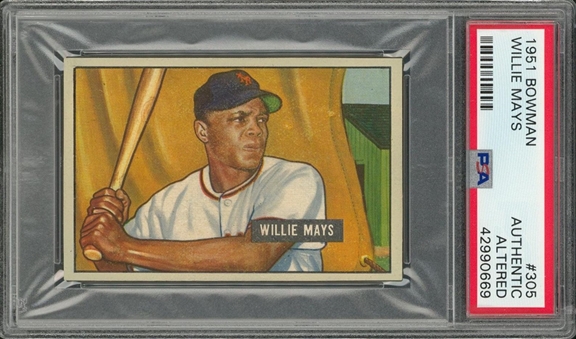 1951 Bowman #305 Willie Mays Rookie Card – PSA Authentic